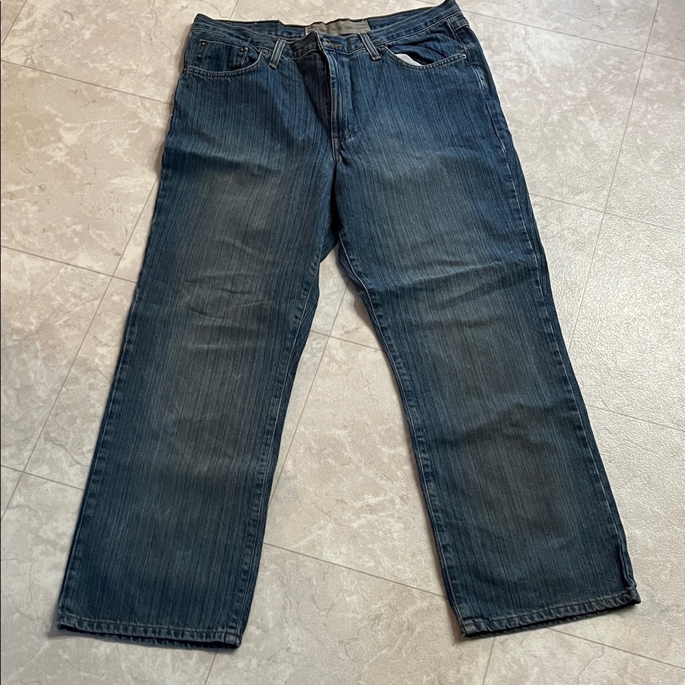 Perry Ellis Dark Blue Relaxed Men's Jeans 36 X 30